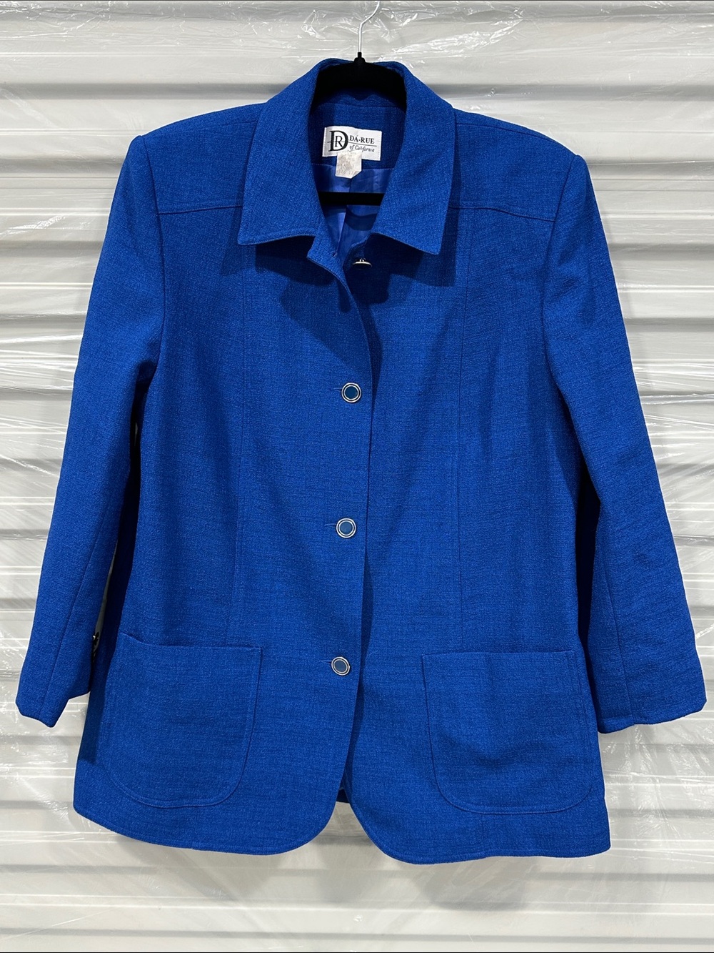 Women's Vintage Cobalt Blue Button-Front Blazer